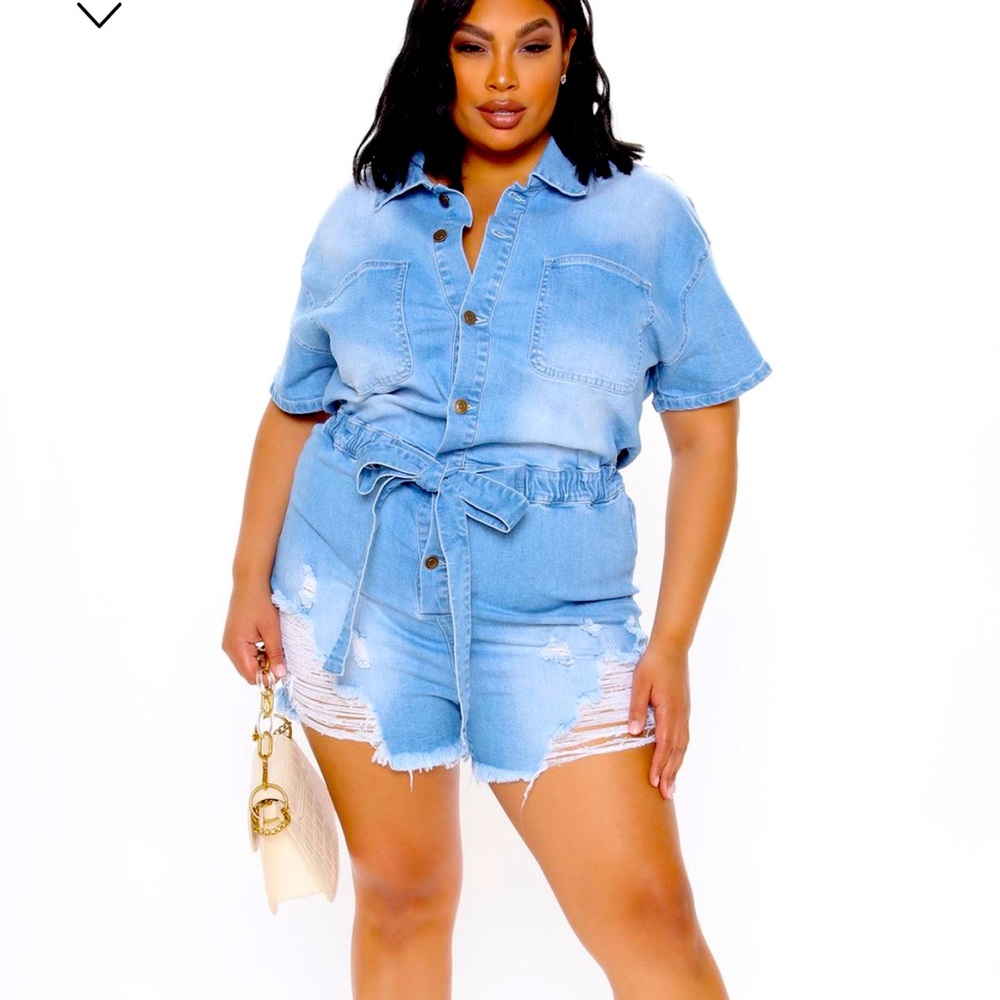 Fashion nova denim romper